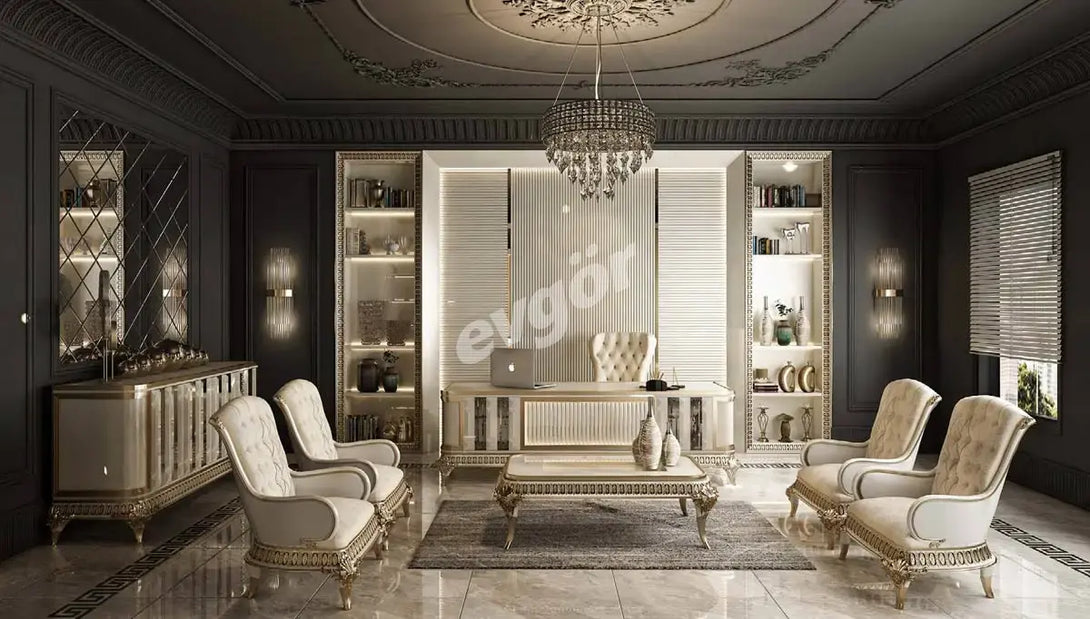 Valentina White Executive Room Set - Elegant & Luxurious Office Furniture