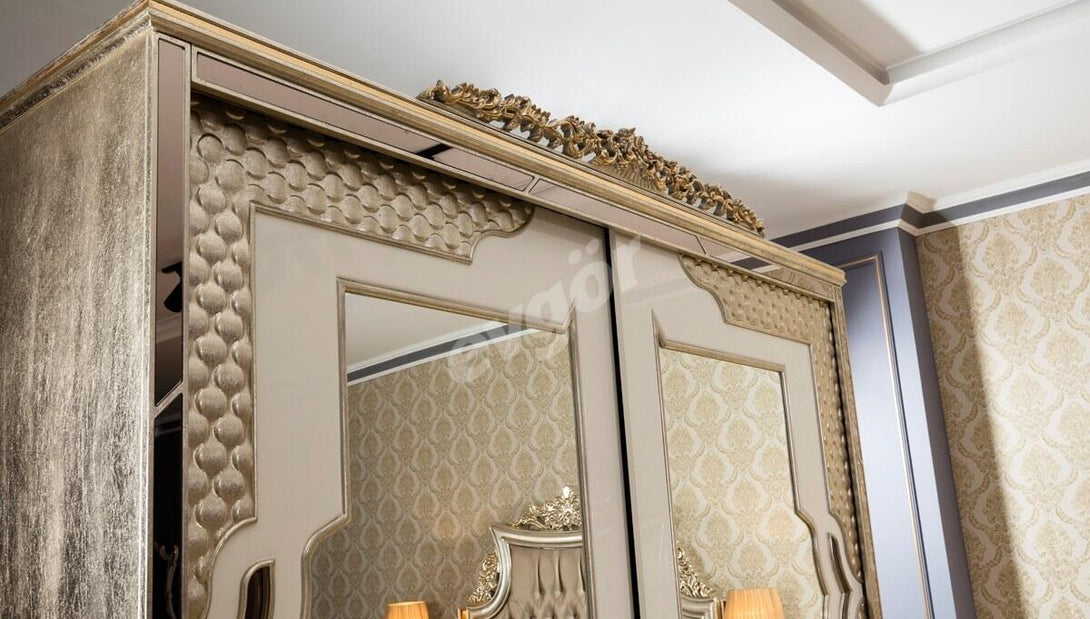 Valide Avangarde Luxury Bedroom Set - Classic Design with Premium MDF and Polyurethane Accents