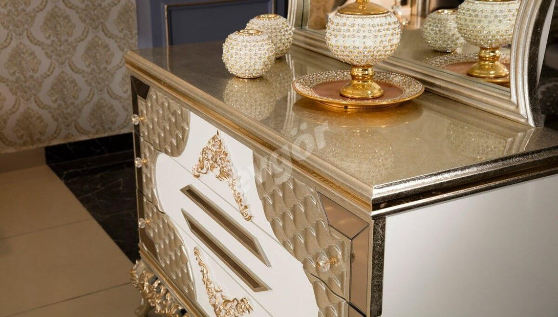Valide Avangarde Luxury Bedroom Set - Classic Design with Premium MDF and Polyurethane Accents