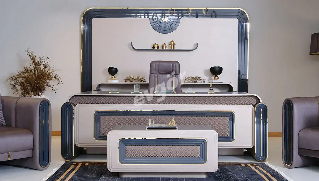 Viyana Luxury Executive Office Set - Presidential Desk, Chair & Seating Collection