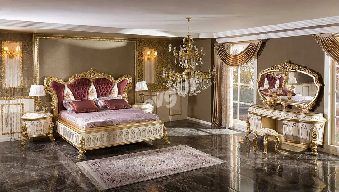 Yakut Bordo Klasik Yatak Odası