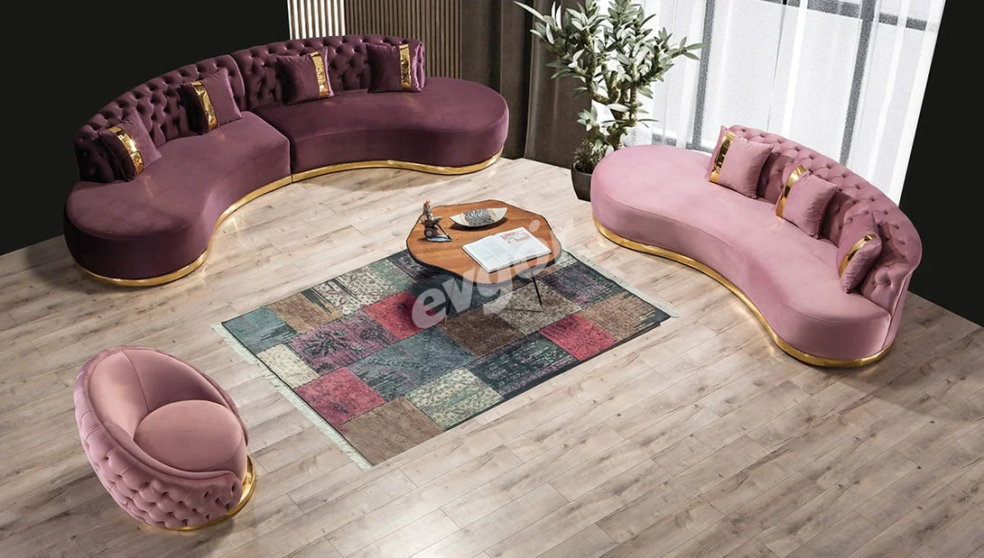 Zeta Pembe Lüks Koltuk Takımı