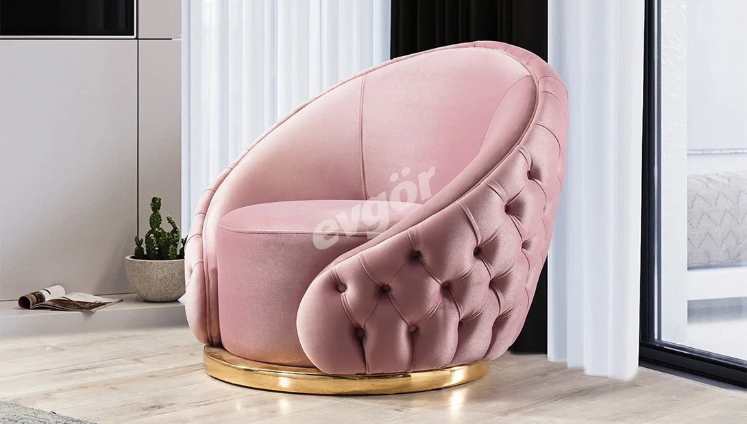 Zeta Pembe Lüks Koltuk Takımı