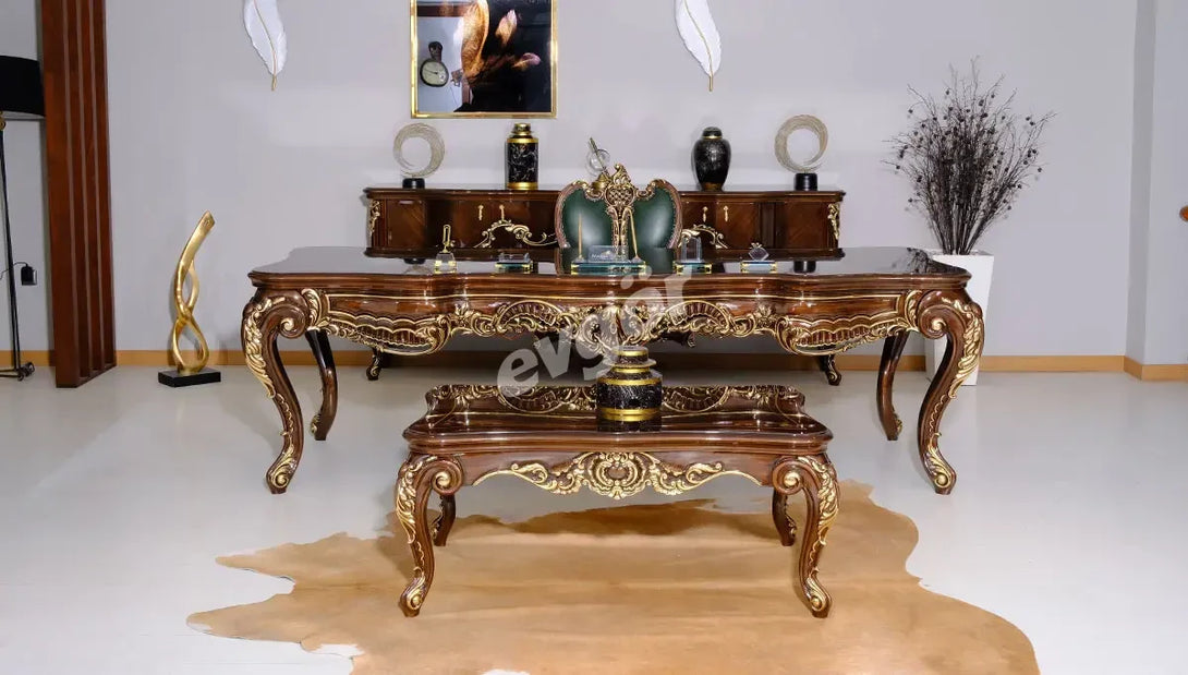 Zümrüt Klasik Makam Odası Takımı - Lüks Tasarım, Ergonomik Koltuk ve Konsol Seti